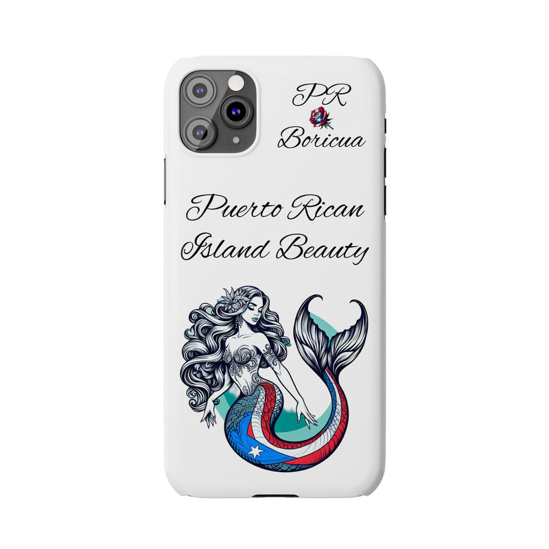 Puerto Rican Island Beauty Mermaid White Slim designer Phone Case - Puerto Rico Flag 🇵🇷🥁  -Weeeepa!