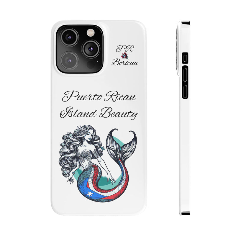 Puerto Rican Island Beauty Mermaid White Slim designer Phone Case - Puerto Rico Flag 🇵🇷🥁  -Weeeepa!