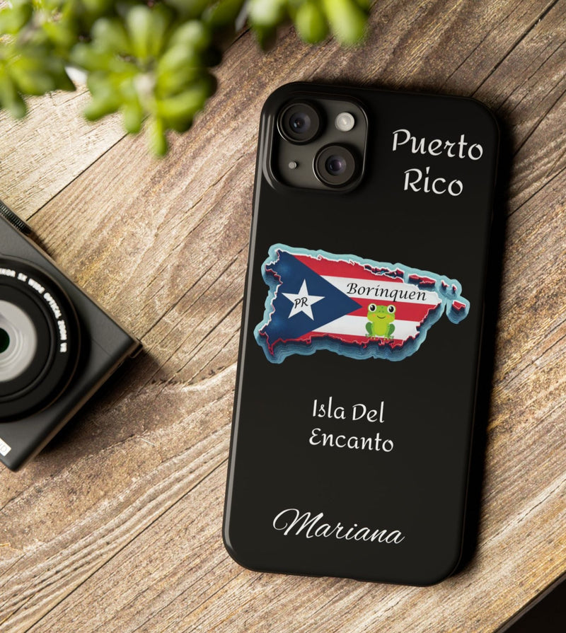 Personalized iPhone Puerto Rican Flag - Black Slim Cases - Rico Flag 🇵🇷🥁  -Weeeepa!, Puertoriquena