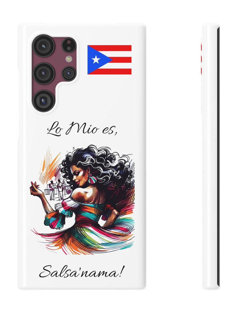 Galaxy "Lo Mio Es Salsa'nama" White Slim Cases - Puerto Rico Flag 🇵🇷🥁 - Weeeepa!