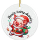 Christmas Santa Hog/Pig Ceramic Ornament