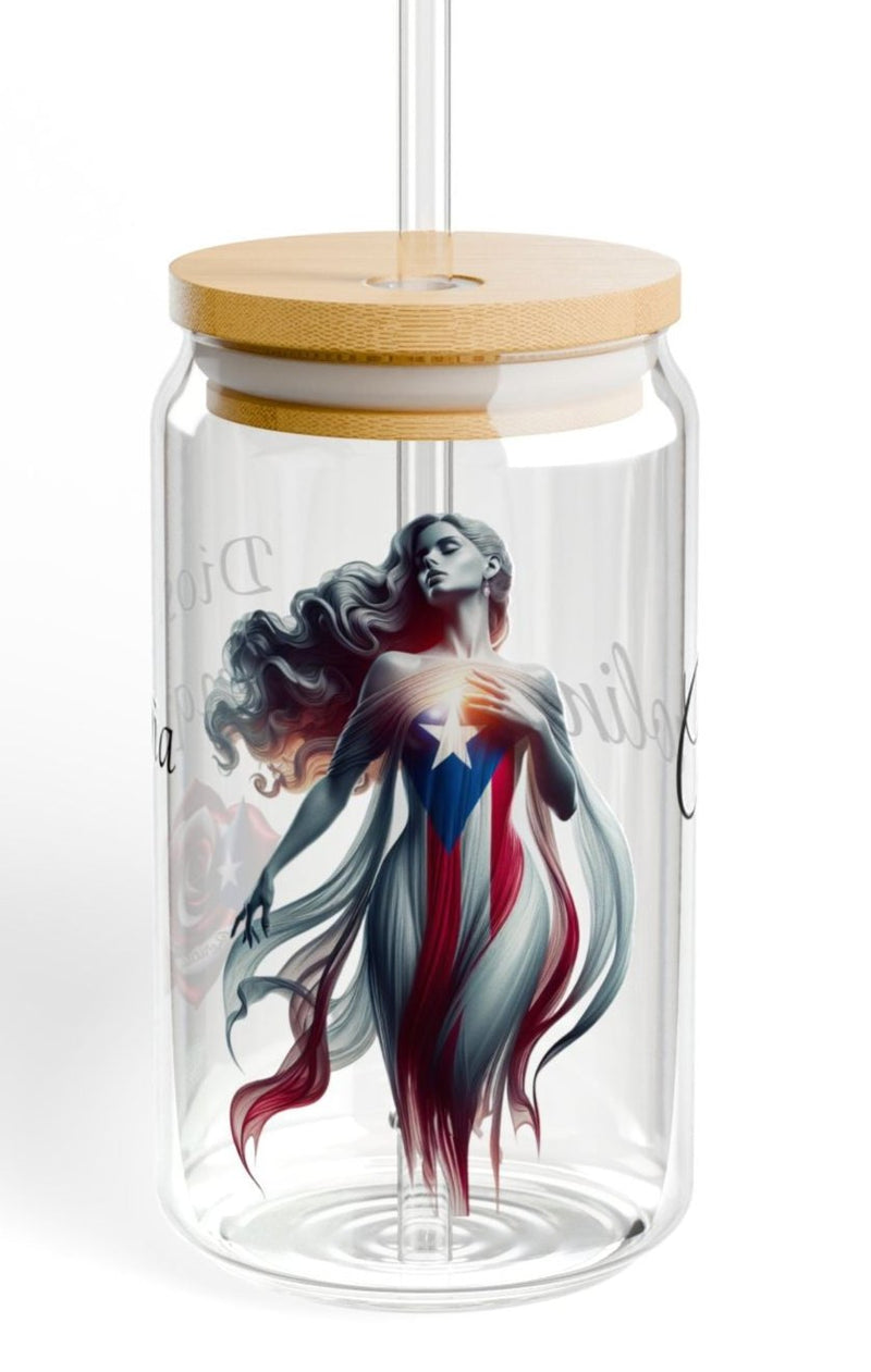 Personalized Diosa Borinqueña Sipper Glass, 16oz - Puerto rico