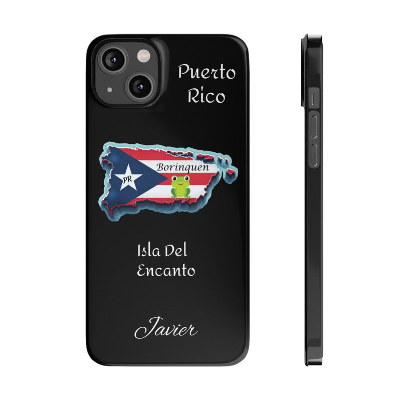 Personalized iPhone Puerto Rican Flag - Black Slim Cases - Rico Flag 🇵🇷🥁  -Weeeepa!, Puertoriquena