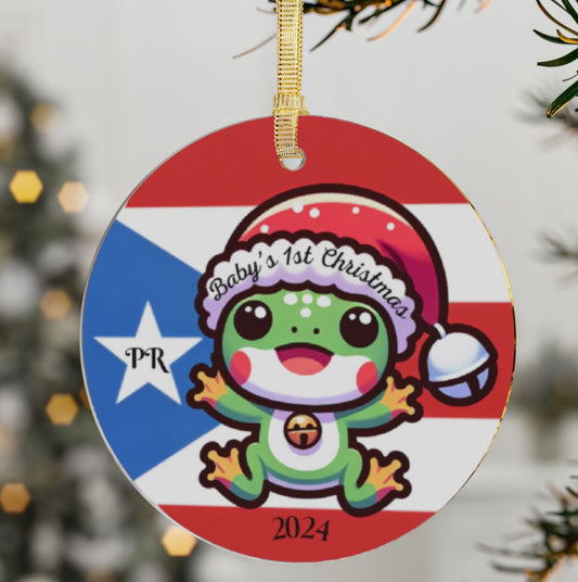 Baby's 1st Christmas Coqui/Frog🇵🇷✨Puerto Rico  Acrylic Ornament -Puerto Rico Flag Ornament