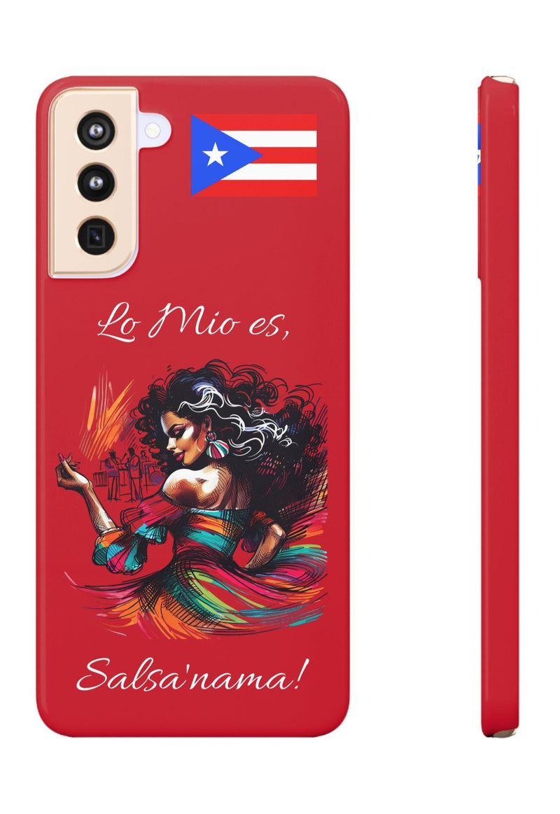 Galaxy "Lo Mio Es Salsa'nama" Red Slim Cases - Puerto Rico Flag 🇵🇷🥁 - Weeeepa!