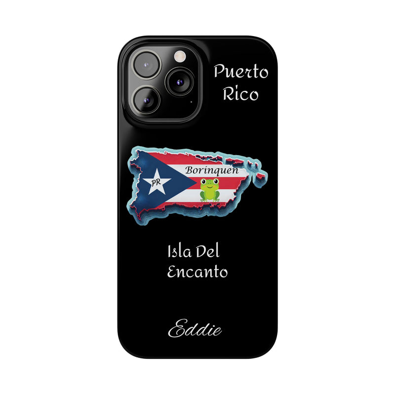 Personalized iPhone Puerto Rican Flag - Black Slim Cases - Rico Flag 🇵🇷🥁  -Weeeepa!, Puertoriquena