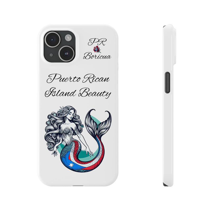 Puerto Rican Island Beauty Mermaid White Slim designer Phone Case - Puerto Rico Flag 🇵🇷🥁  -Weeeepa!