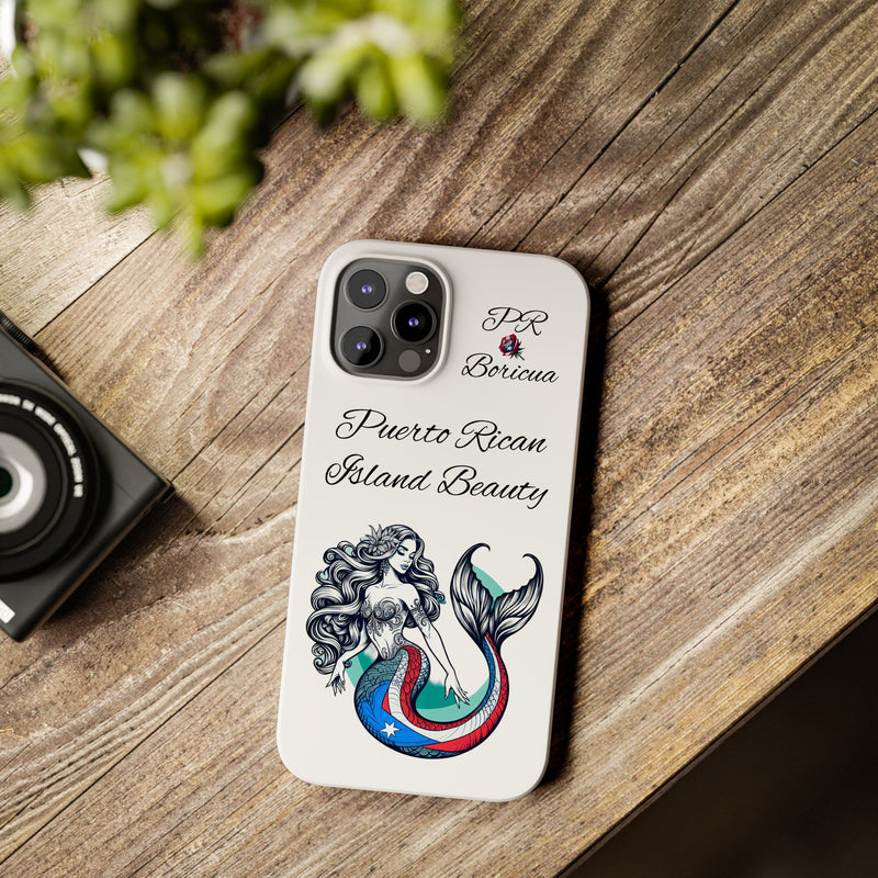 Puerto Rican Island Beauty Mermaid White Slim designer Phone Case - Puerto Rico Flag 🇵🇷🥁  -Weeeepa!