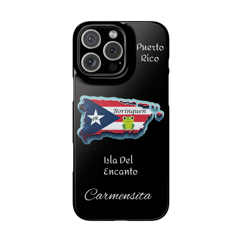 Personalized iPhone Puerto Rican Flag - Black Slim Cases - Rico Flag 🇵🇷🥁  -Weeeepa!, Puertoriquena