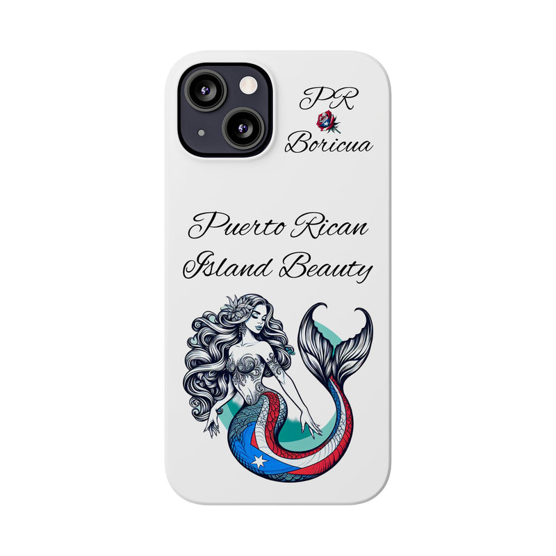 Puerto Rican Island Beauty Mermaid White Slim designer Phone Case - Puerto Rico Flag 🇵🇷🥁  -Weeeepa!