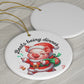 Christmas Santa Hog/Pig Ceramic Ornament