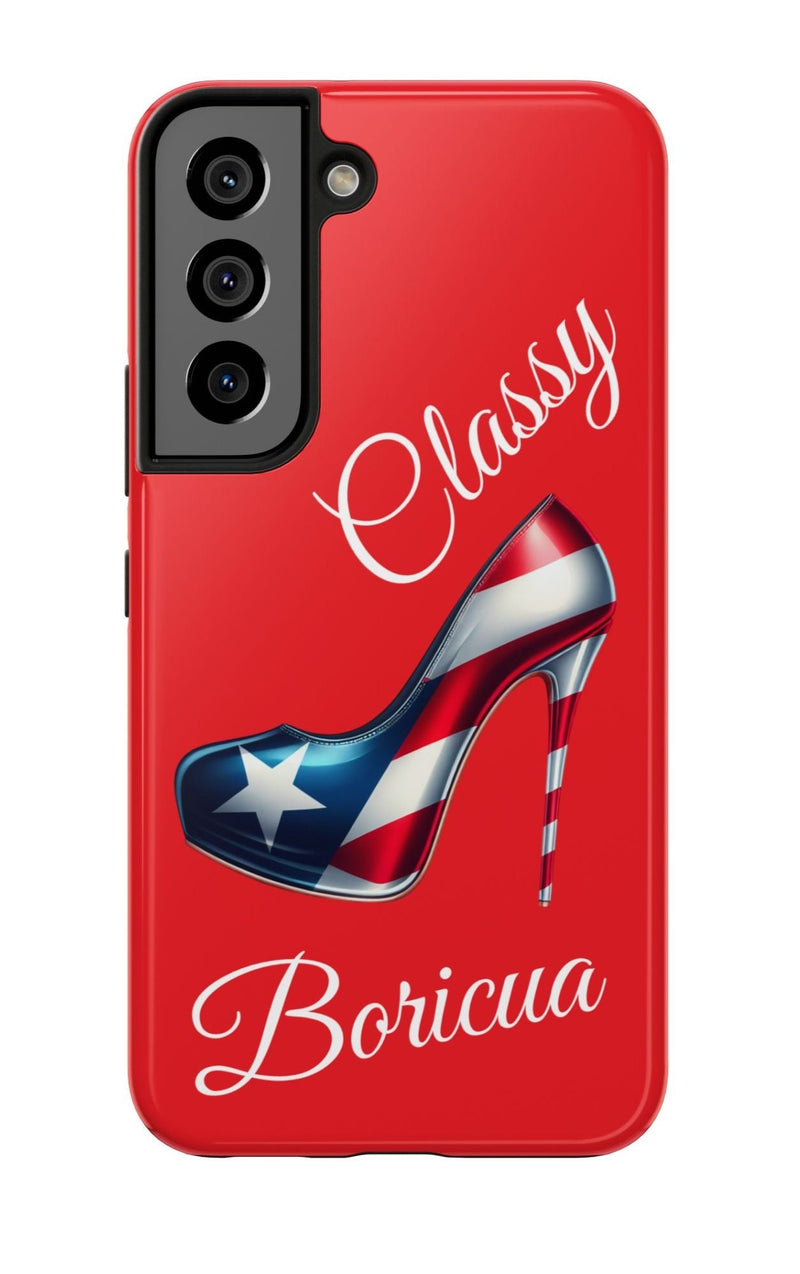 Galaxy Tough Red Phone Case Classy Boricua Stiletto  - Puerto Rico Flag 🇵🇷🥁  -Weeeepa!