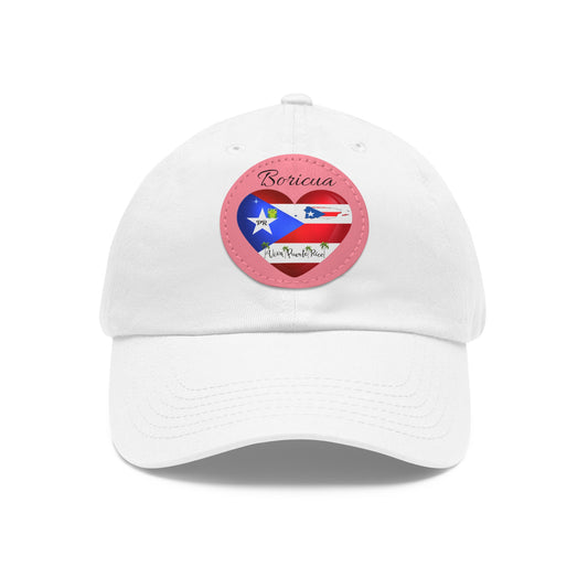 "I Love ❤️ Puerto Rico Flag & Map" Hat - with Leather Patch (Round) - Puerto Rico Flag, Latina hat, Latino hat, Gorra para la playa, Boricua, Puerto rican Pride..