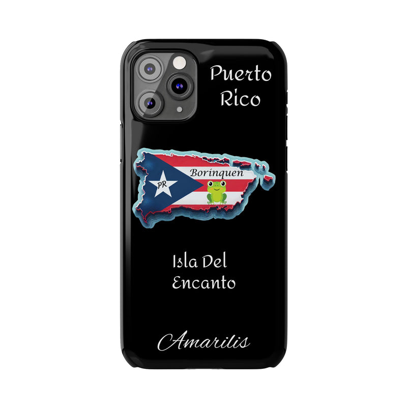 Personalized iPhone Puerto Rican Flag - Black Slim Cases - Rico Flag 🇵🇷🥁  -Weeeepa!, Puertoriquena