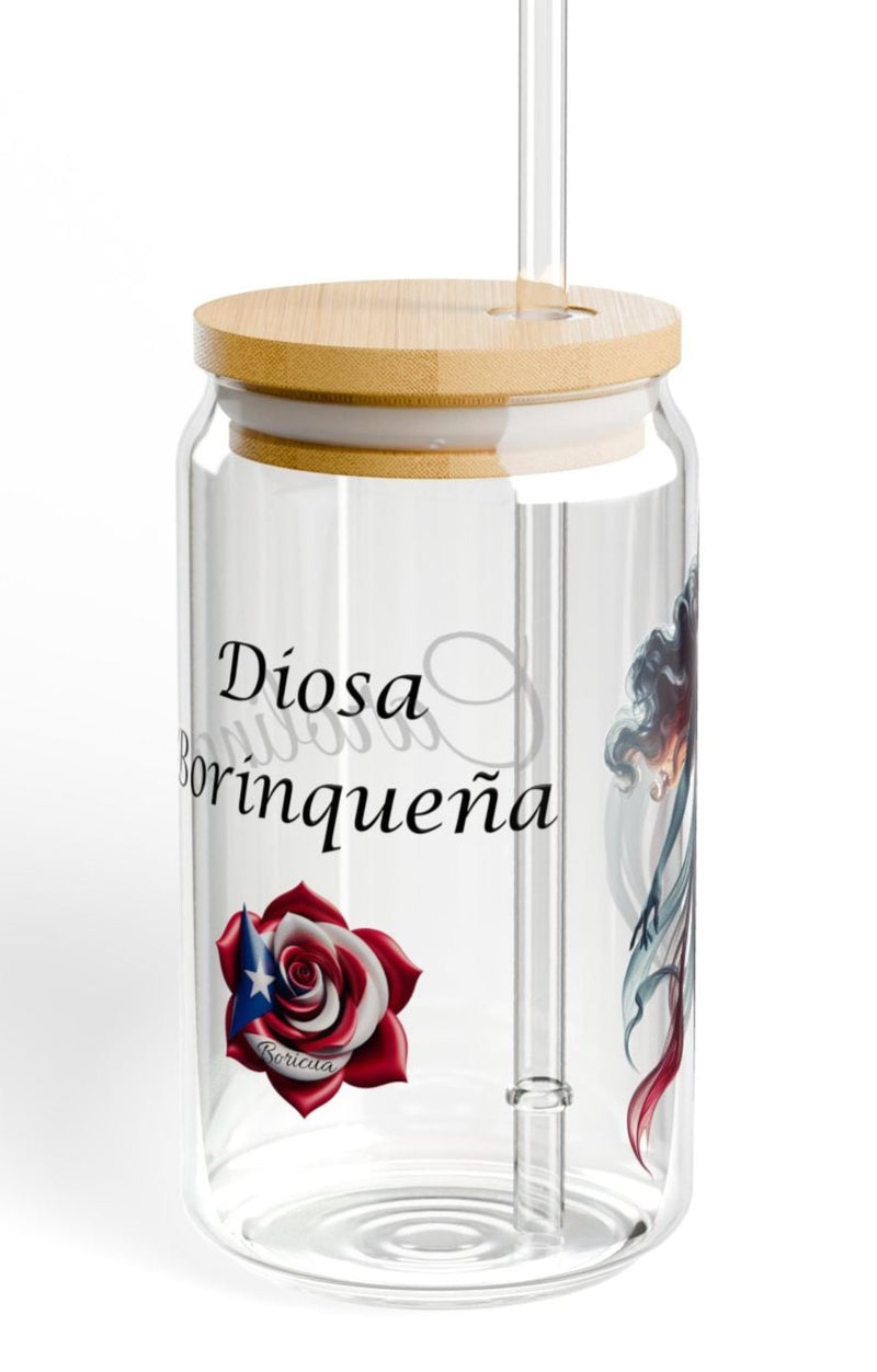 Personalized Diosa Borinqueña Sipper Glass, 16oz - Puerto rico