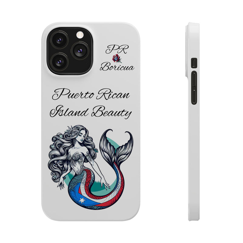 Puerto Rican Island Beauty Mermaid White Slim designer Phone Case - Puerto Rico Flag 🇵🇷🥁  -Weeeepa!