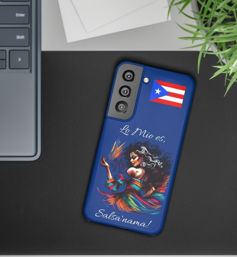 Galaxy "Lo Mio Es Salsa'nama" Blue Slim Cases - Puerto Rico Flag 🇵🇷🥁 - Weeeepa!