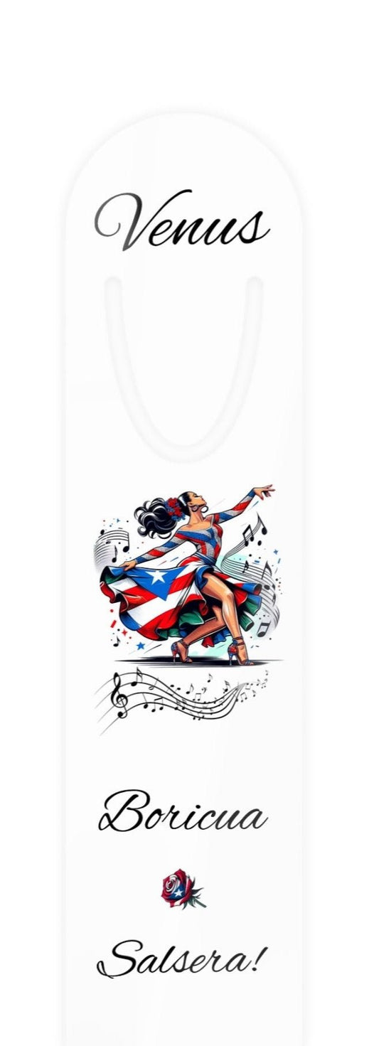 Personalized Bookmark 'Boricua Salsera' Puerto Rico Flag Design - 5 inch