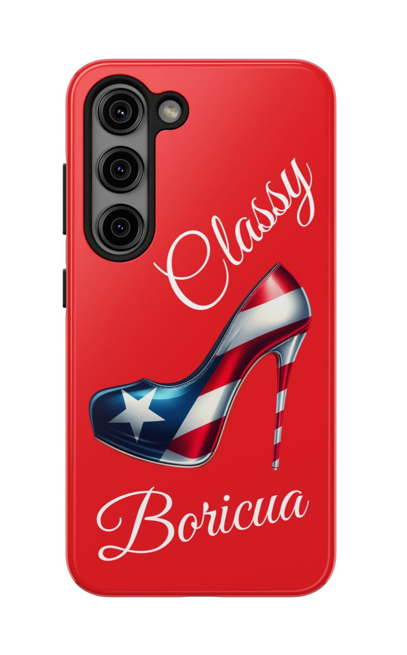 Galaxy Tough Red Phone Case Classy Boricua Stiletto  - Puerto Rico Flag 🇵🇷🥁  -Weeeepa!