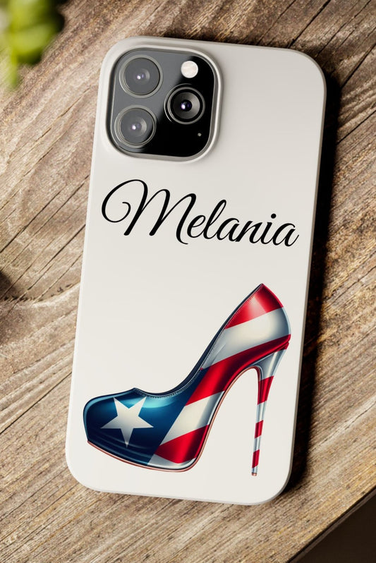 Personalized Stiletto iPhone Cell Phone Cases - White Slim Rico Flag 🇵🇷🥁  - Latina