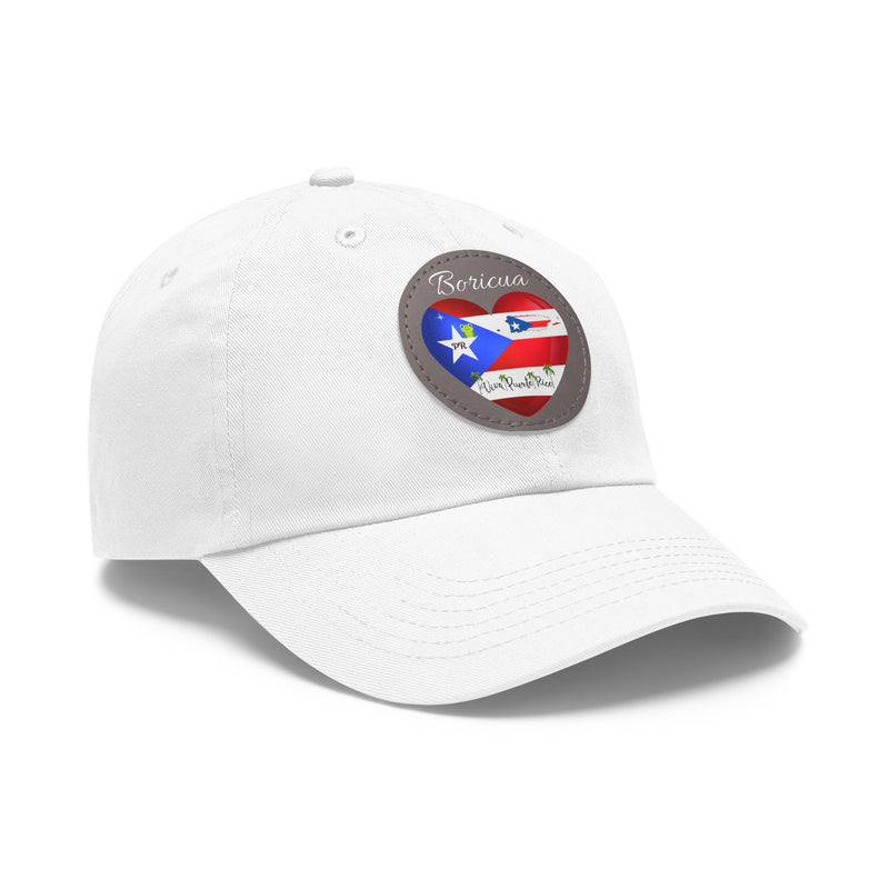 "I Love ❤️ Puerto Rico Flag & Map" Hat - with Leather Patch (Round) - Puerto Rico Flag, Latina hat, Latino hat, Gorra para la playa, Boricua, Puerto rican Pride..