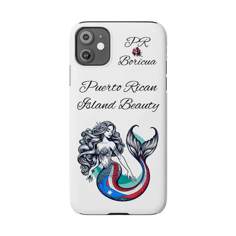 Puerto Rican Island Beauty Mermaid White Slim designer Phone Case - Puerto Rico Flag 🇵🇷🥁  -Weeeepa!