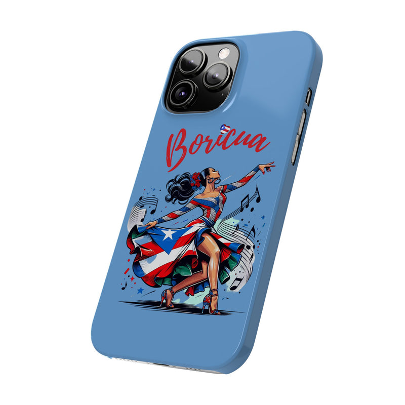 Boricua Puerto Rico Flag 🇵🇷🥁 Light Blue Slim Phone Cases -Weeeepa!, Puertoriquena