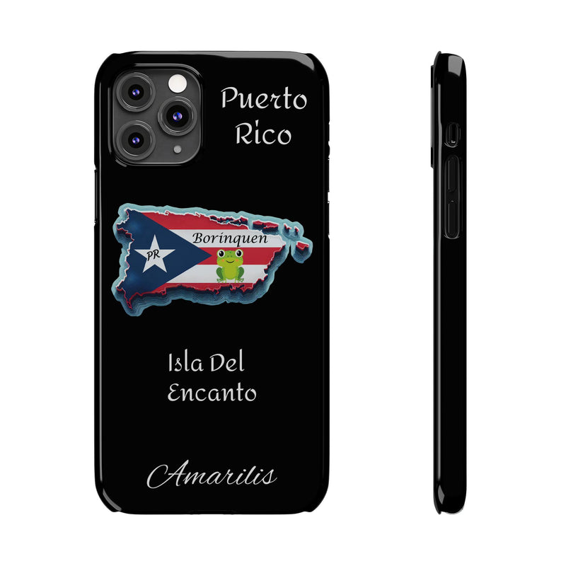 Personalized iPhone Puerto Rican Flag - Black Slim Cases - Rico Flag 🇵🇷🥁  -Weeeepa!, Puertoriquena