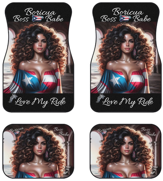 PUERTO RICO BORICUA BOSS BABE 🇵🇷 LOVE MY RIDE CAR MATS (Set of 4)