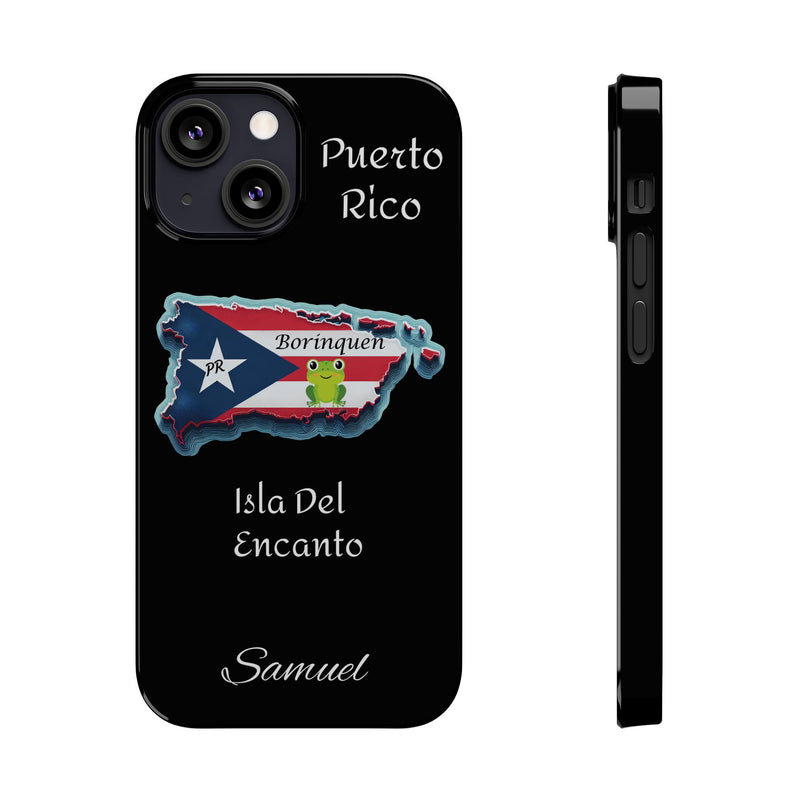 Personalized iPhone Puerto Rican Flag - Black Slim Cases - Rico Flag 🇵🇷🥁  -Weeeepa!, Puertoriquena