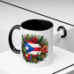 Puerto Rico Flag🇵🇷Map Floral Accent Coffee Mug (11oz)