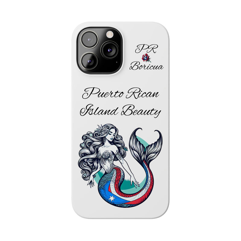 Puerto Rican Island Beauty Mermaid White Slim designer Phone Case - Puerto Rico Flag 🇵🇷🥁  -Weeeepa!