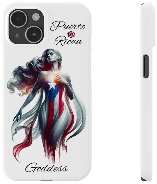 Puerto Rican Goddess White Slim Phone Cases - Rico Flag 🇵🇷🥁  -Weeeepa!