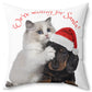 Christmas Cuties We Are Waiting for Santa Kitten/Puppy Square Pillow