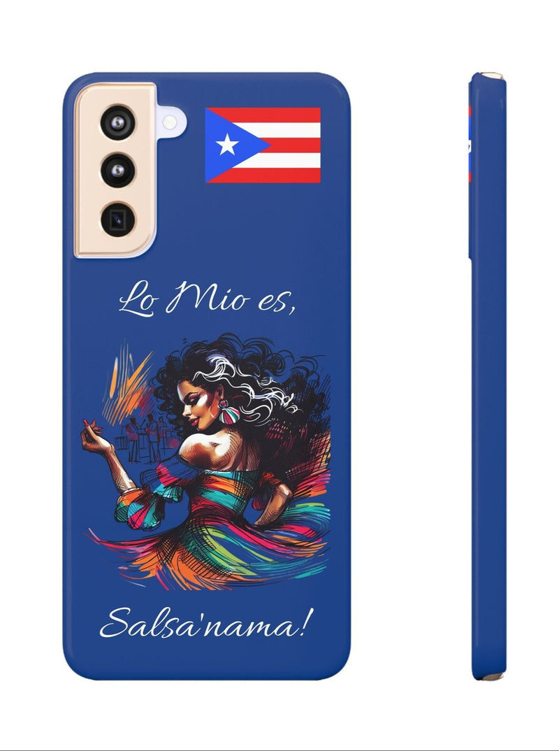 Galaxy "Lo Mio Es Salsa'nama" Blue Slim Cases - Puerto Rico Flag 🇵🇷🥁 - Weeeepa!