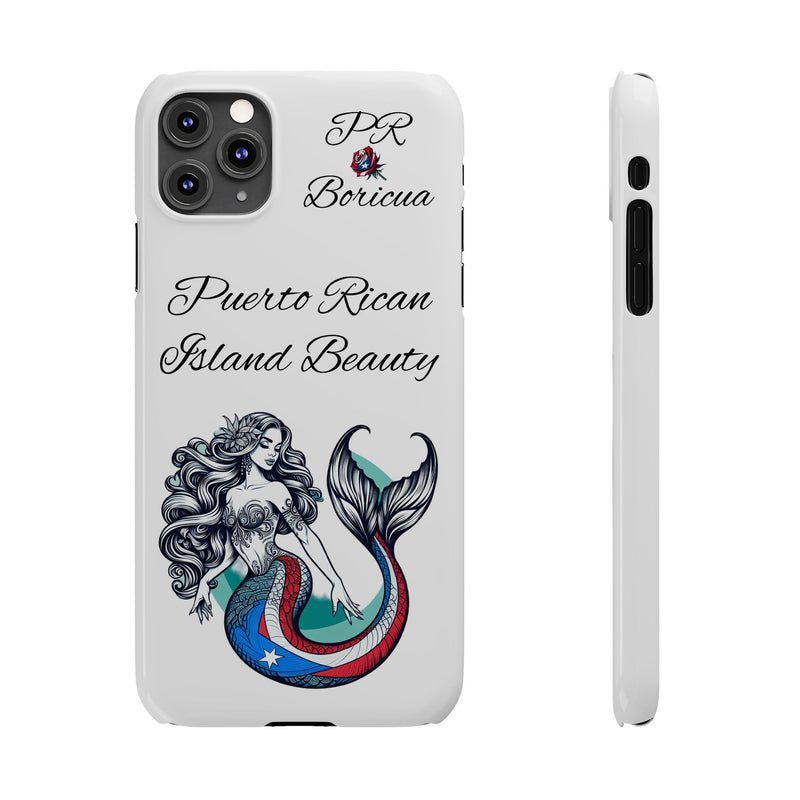 Puerto Rican Island Beauty Mermaid White Slim designer Phone Case - Puerto Rico Flag 🇵🇷🥁  -Weeeepa!