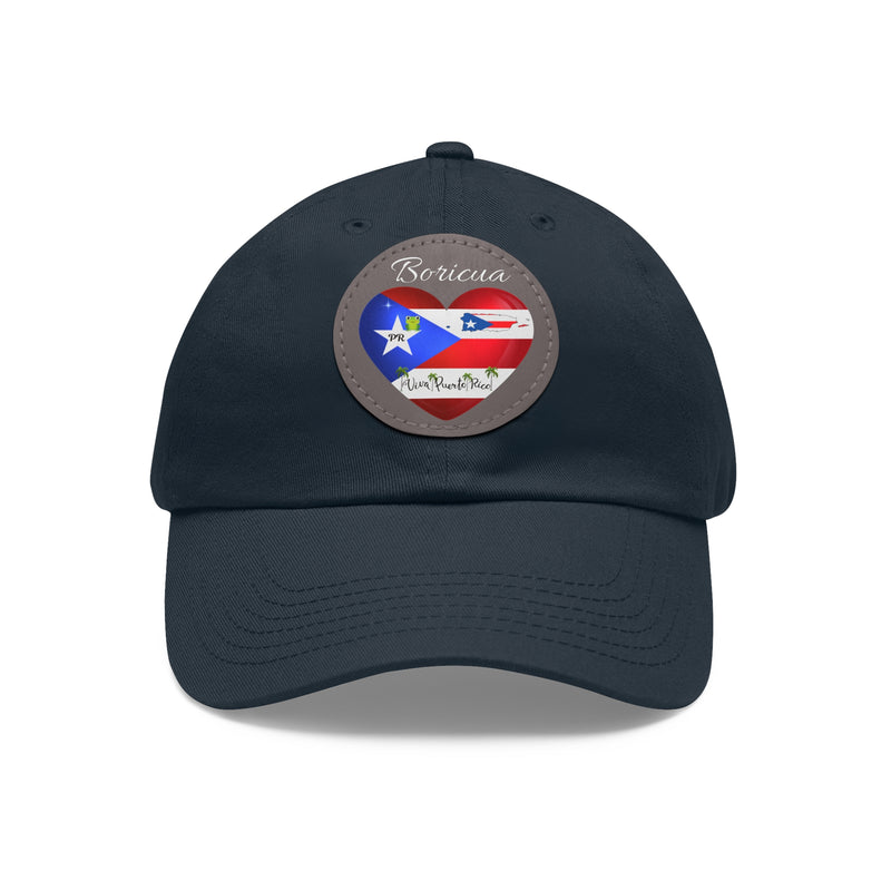 "I Love ❤️ Puerto Rico Flag & Map" Hat - with Leather Patch (Round) - Puerto Rico Flag, Latina hat, Latino hat, Gorra para la playa, Boricua, Puerto rican Pride..