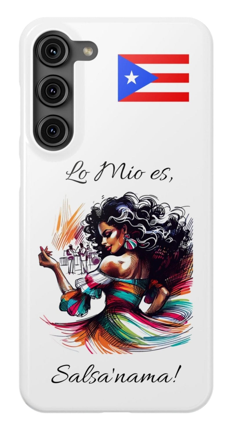 Galaxy "Lo Mio Es Salsa'nama" White Slim Cases - Puerto Rico Flag 🇵🇷🥁 - Weeeepa!