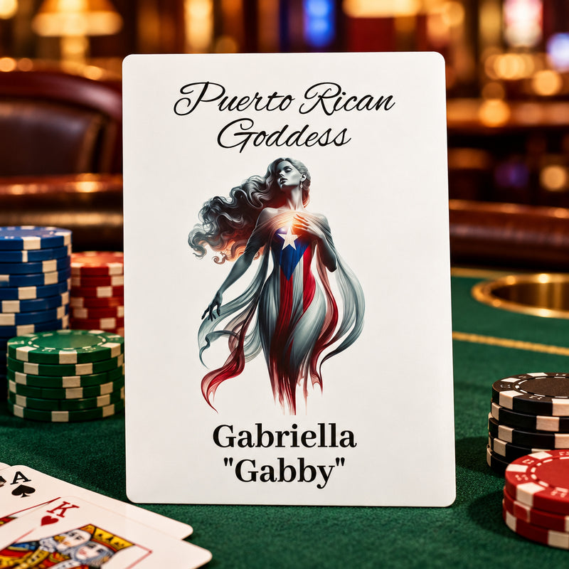 Personalized 'Puerto Rican Goddess' Poker Cards.