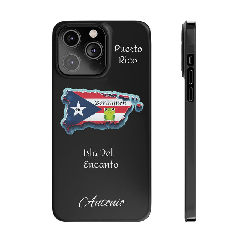 Personalized iPhone Puerto Rican Flag - Black Slim Cases - Rico Flag 🇵🇷🥁  -Weeeepa!, Puertoriquena