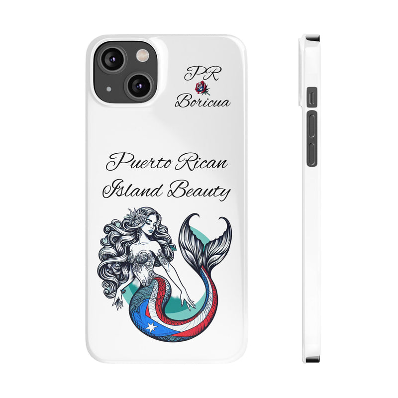 Puerto Rican Island Beauty Mermaid White Slim designer Phone Case - Puerto Rico Flag 🇵🇷🥁  -Weeeepa!