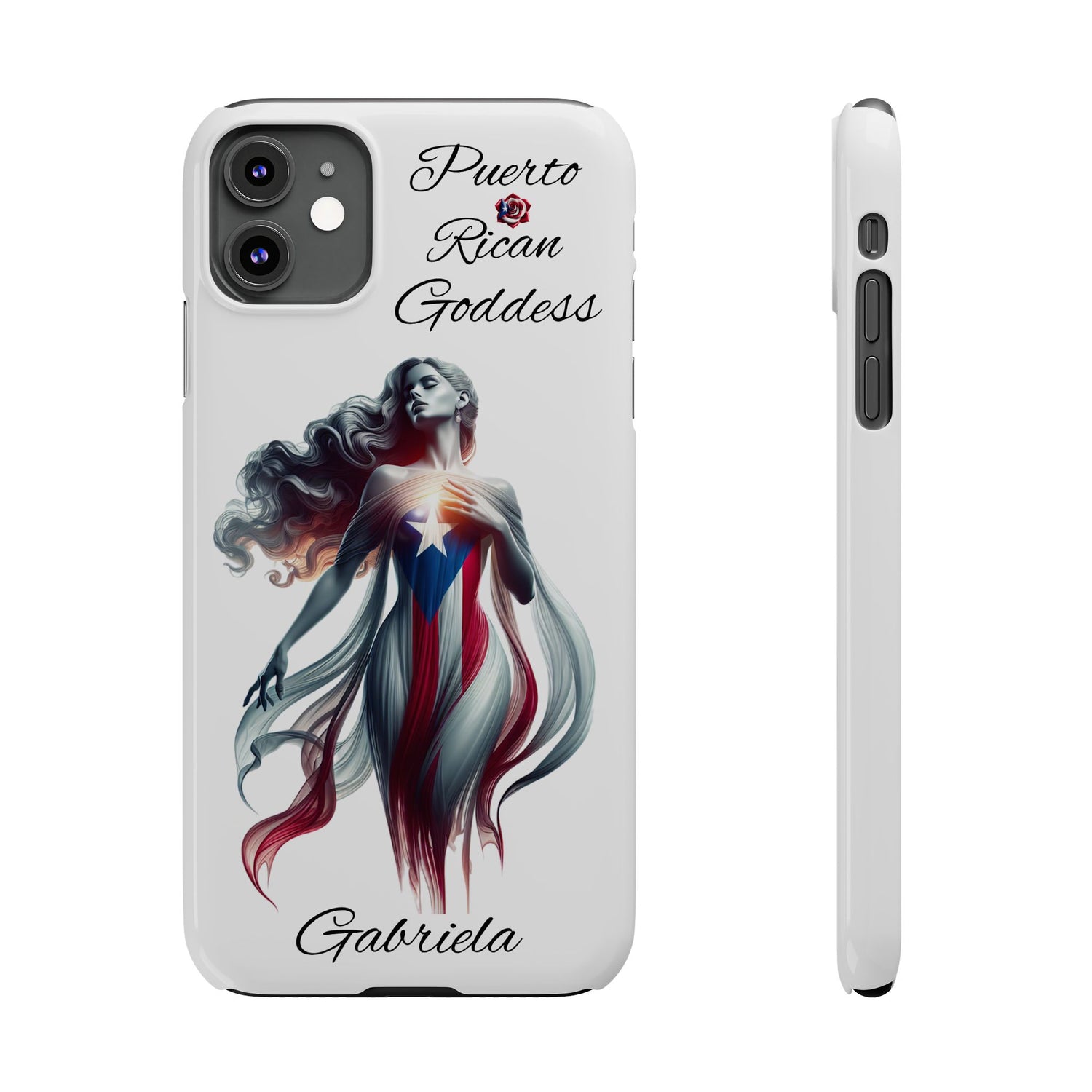 Personalized Puerto Rican Goddess White Slim iPhone Cases - Puerto Rico Flag 🇵🇷🥁 - Weeeepa!, Puertoriquena