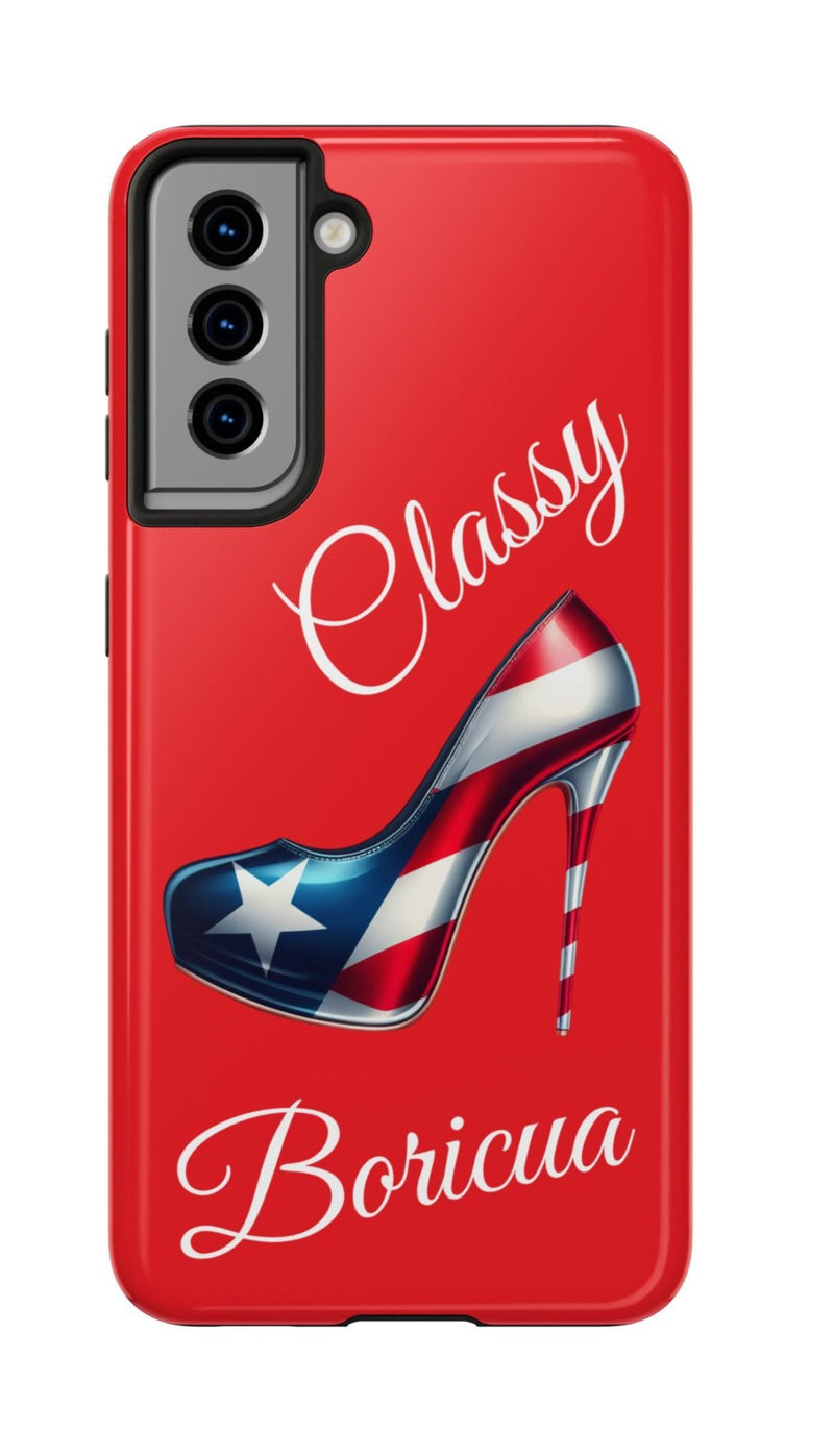 Galaxy Tough Red Phone Case Classy Boricua Stiletto  - Puerto Rico Flag 🇵🇷🥁  -Weeeepa!