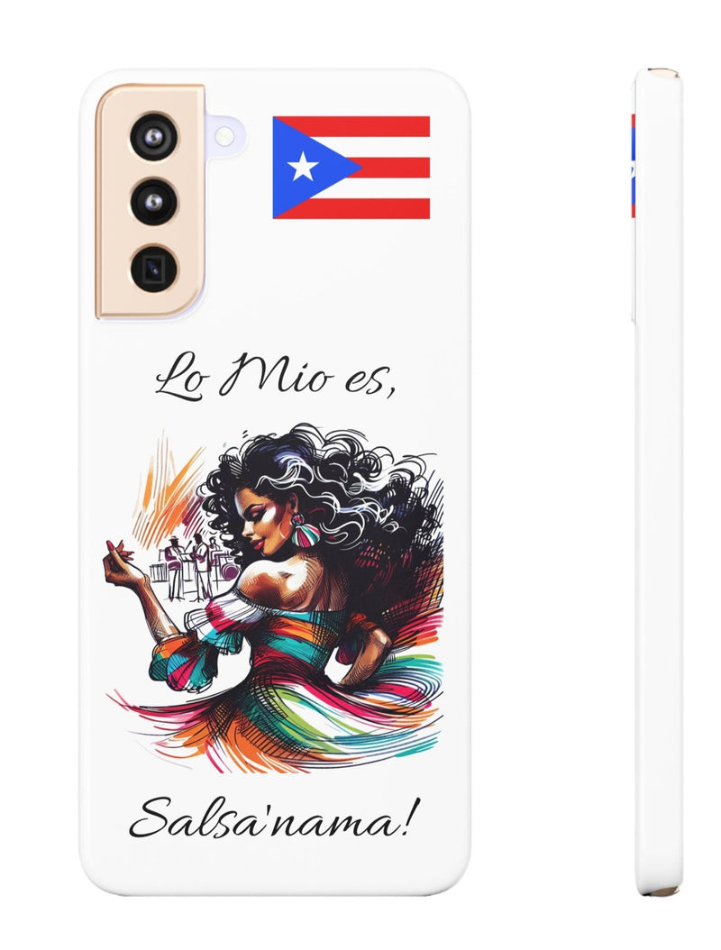 Galaxy "Lo Mio Es Salsa'nama" White Slim Cases - Puerto Rico Flag 🇵🇷🥁 - Weeeepa!