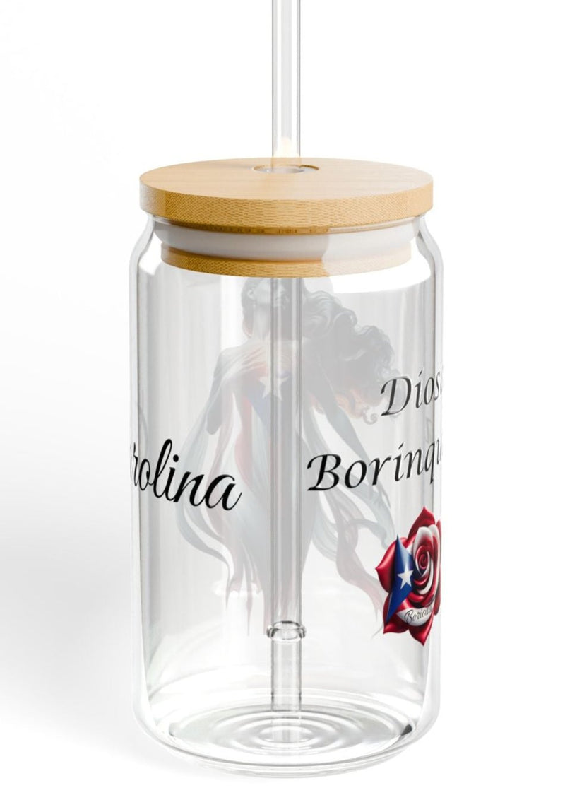 Personalized Diosa Borinqueña Sipper Glass, 16oz - Puerto rico