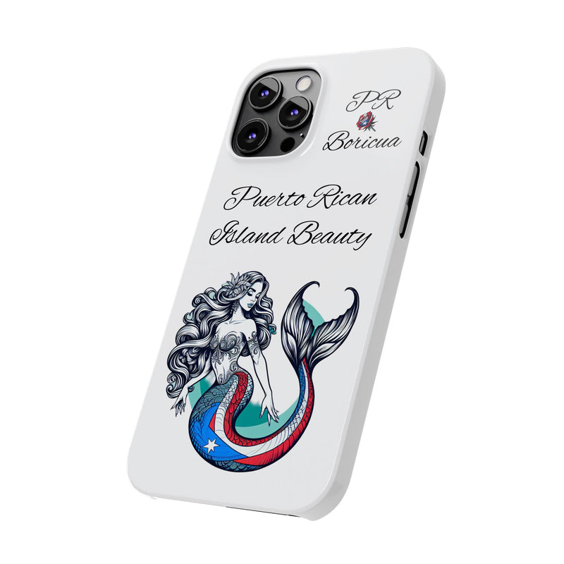 Puerto Rican Island Beauty Mermaid White Slim designer Phone Case - Puerto Rico Flag 🇵🇷🥁  -Weeeepa!