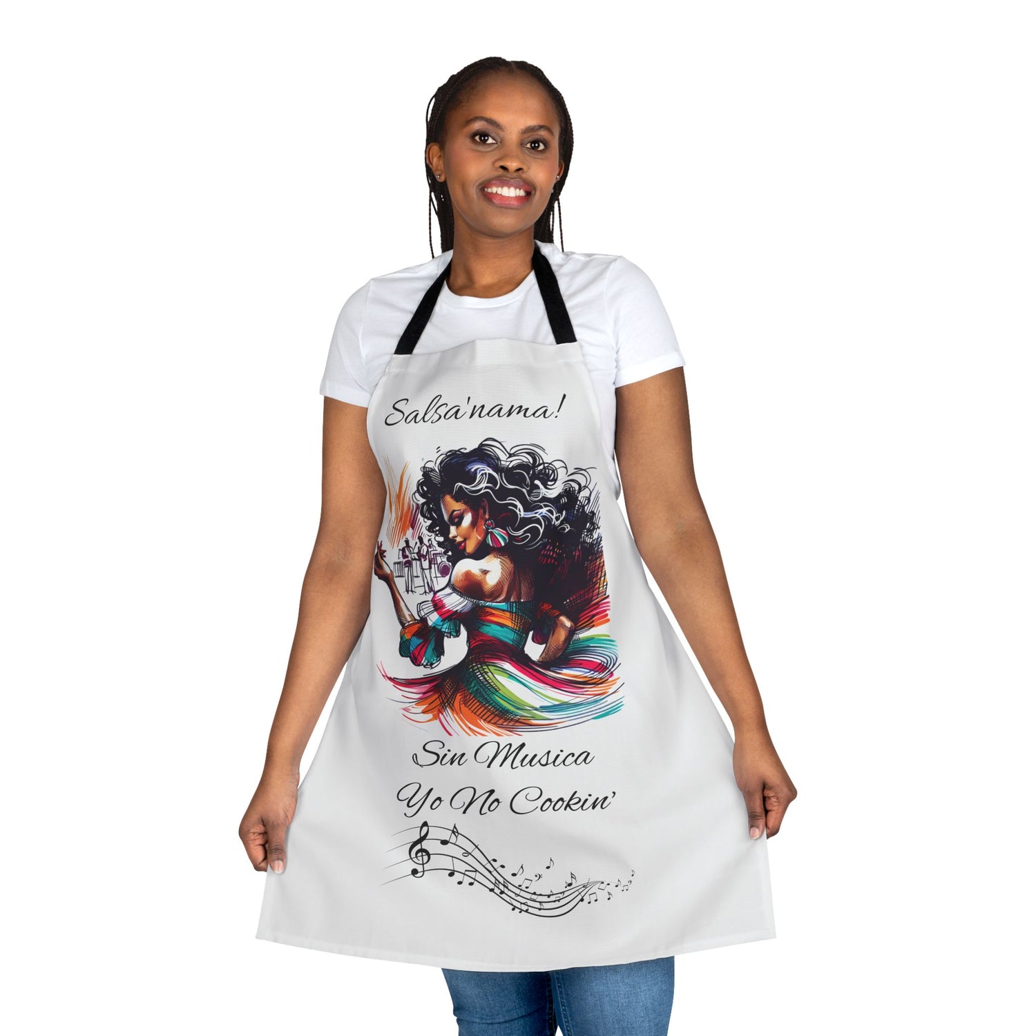 SIN MUSICA YO NO COOKIN' -🇵🇷🥁 Chef's Apron-Color Straps, Latina, Borinquen, Soy Puertorriqueña, Orgullosa Boricua