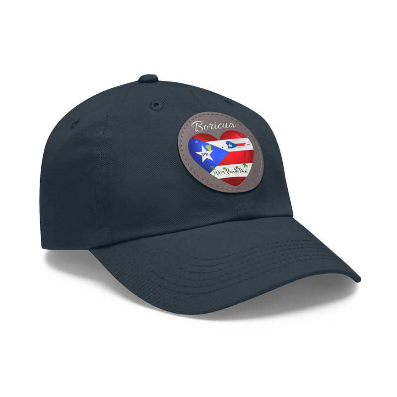 "I Love ❤️ Puerto Rico Flag & Map" Hat - with Leather Patch (Round) - Puerto Rico Flag, Latina hat, Latino hat, Gorra para la playa, Boricua, Puerto rican Pride..