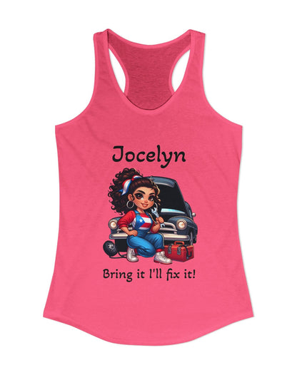Puerto Rican Woman Mechanic Personalized Racerback Tank Top