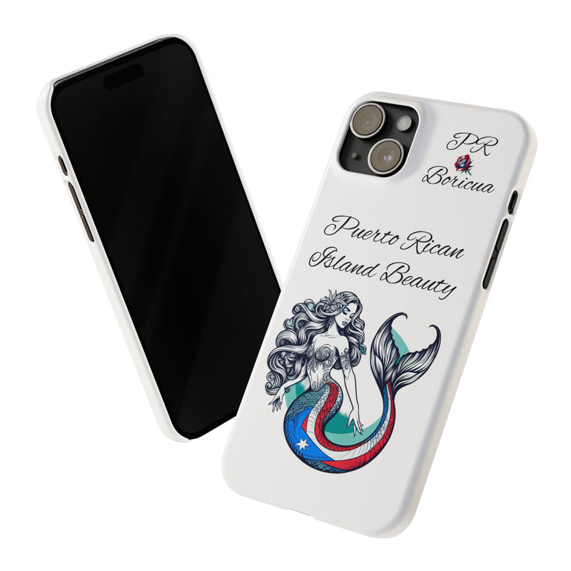 Puerto Rican Island Beauty Mermaid White Slim designer Phone Case - Puerto Rico Flag 🇵🇷🥁  -Weeeepa!